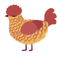 A honey and red chicken with a lace pattern