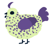 A apple and overcast chicken with a speckle pattern