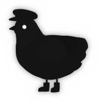A black chicken with a head pattern