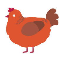 A vermilion and russet chicken with a neck-band pattern