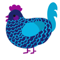 A navy and cerulean chicken with a lace pattern