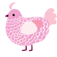 A pink and rose chicken with a lace pattern