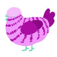 A lavender and plum chicken with a bar pattern