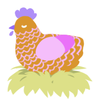 A orange and lavender chicken with a lace pattern