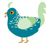 A sea and gluppy chicken with a half-lace pattern