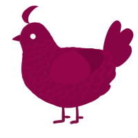 A maroon chicken with a lace pattern