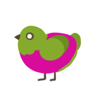 (unnamed), a fuchsia and chartreuse chicken with a head pattern