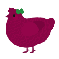 A maroon chicken with a lace pattern