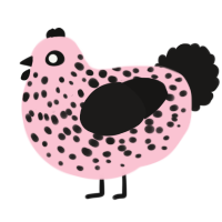 A rose and sable chicken with a speckle pattern