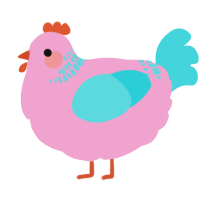 A pink and aqua chicken with a neck-band pattern
