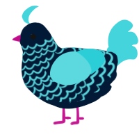 A tumblr and aqua chicken with a lace pattern