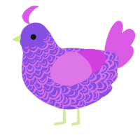 A blurple and orchid chicken with a double-lace pattern