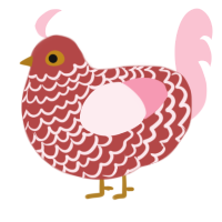 A red and rose chicken with a lace pattern