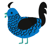 A sapphire and black chicken with a lace pattern