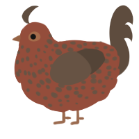 A russet and bark chicken with a speckle pattern