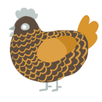 A bark and orange chicken with a lace pattern
