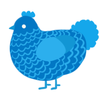 A sapphire and sky chicken with a lace pattern