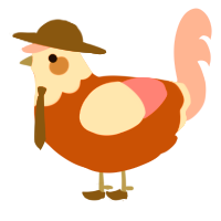 A russet and pink chicken with a head pattern