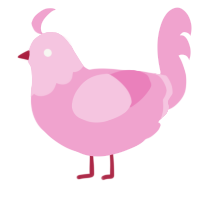 A pink chicken with a head pattern