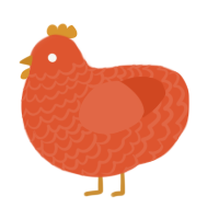 A vermilion chicken with a lace pattern
