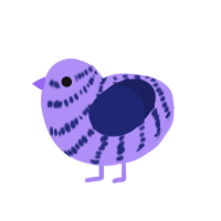 Computer Blue Jr, a lilac and navy chicken with a bar pattern