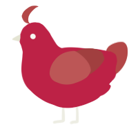 A crimson and red chicken