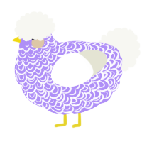 A lilac and white chicken with a double-lace pattern