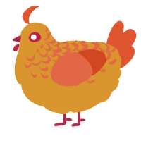 A orange and vermilion chicken with a half-lace pattern