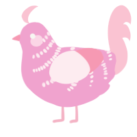 A pink and rose chicken with a half-bar pattern