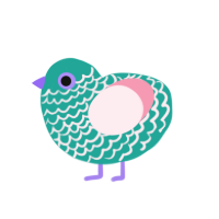 Agnes, a turquoise and rose chicken with a lace pattern