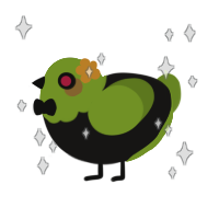 A sable and chartreuse chicken with a head pattern