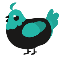 A sable and turquoise chicken with a head pattern