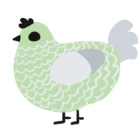 A gluppy and mist chicken with a lace pattern