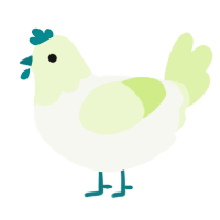A white and apple chicken with a head pattern