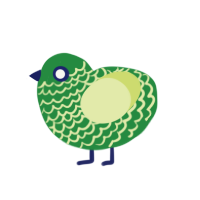 Tyler, a viridian and lemon chicken with a lace pattern