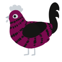 A wine and black chicken with a bar pattern