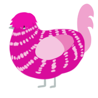 A fuchsia and pink chicken with a bar pattern
