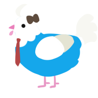 A sky and white chicken with a head pattern