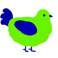 A grass and navy chicken