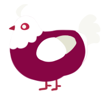 A maroon and white chicken with a head pattern