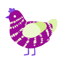 Little sponge, a plum and apple chicken with a bar pattern