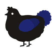 A sable and navy chicken