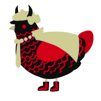A black and crimson chicken with a lace pattern