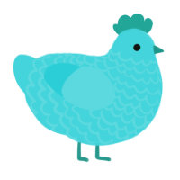 A aqua chicken with a lace pattern