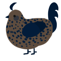A bark and tumblr chicken with a speckle pattern