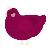 A maroon chicken with a speckle pattern