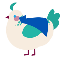 A cream and turquoise chicken with a neck-band pattern