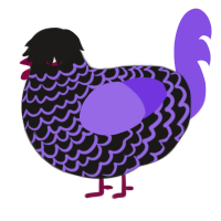 A sable and blurple chicken with a lace pattern