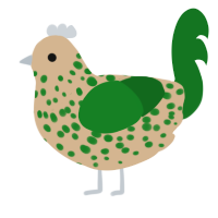 A beige and leaf chicken with a speckle pattern