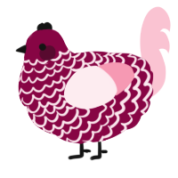 A maroon and rose chicken with a lace pattern